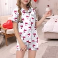 thumbnail image 2 of Ensemble de Pyjamas en Satin pour Garçons, Imprimé, Manches Courtes, Boutons, Ensemble de Hauts, Pyjamas Décontractés pour Filles, Pyjamas pour Enfants, Garçons, Filles, Mode, 2 of 5
