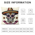 thumbnail image 5 of Orinice  Day of The Dead Throw Pillow Cushion Cover, Colorful Skull with Sombrero and Moustache Eyes Art, Decorative Square Accent Pillow Case,  Yellow White Ivory White, 5 of 5