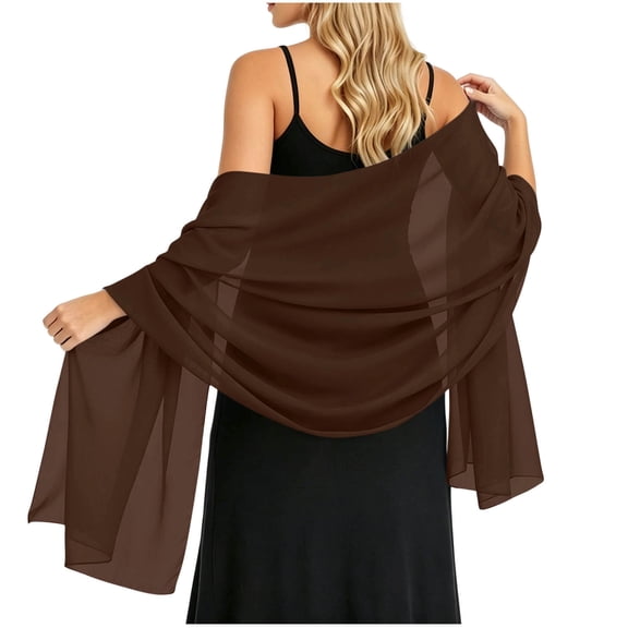 Shrysg Women's Flowing Chiffon Shawl Wrap Scarf Solid Color Casual Lightweight Cover-Up for Weddings Parties Daily Wear Wine