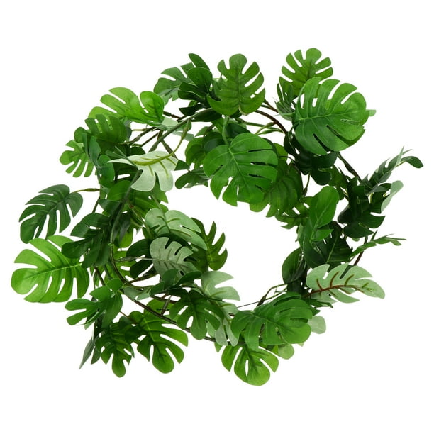 Decoración de hojas verdes simuladas de vid de hoja de Monstera artificial para techo de pared