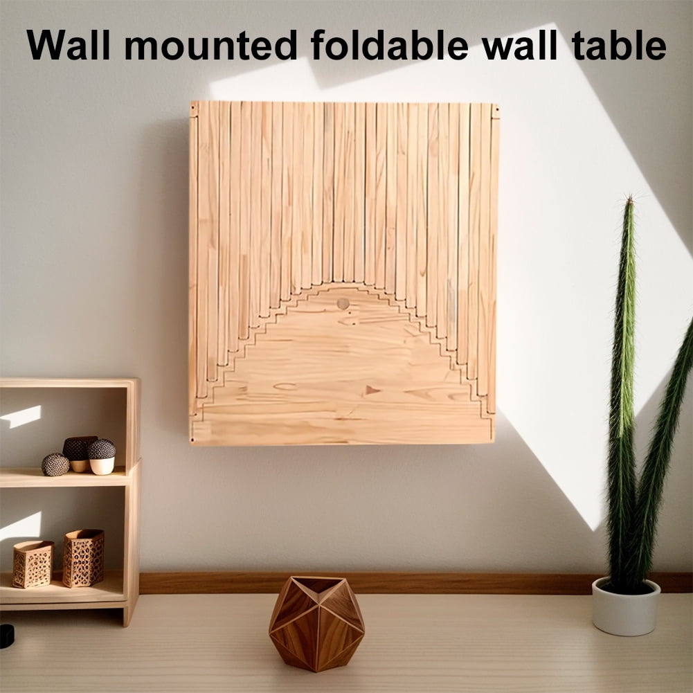 Space Saving Wall Mounted Folding Table - Bamboo-like Finish Foldable Desk for Home Office, Kitchen & Living Room, No Assembly Needed