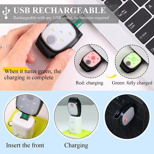 2 piezas Night Clip Running Lights Outdoor USB Recargable LED Light Reflective Small Plastic Light Racing Train Safety Light Accesorios para correr ShuxiuWang 9024735619956