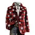 thumbnail image 4 of Boys Christmas Print Corduroy Blazer, All Over Christmas Pattern Lapel Suit Jacket with Buttons, Regular Fit Sports Coat for Parties, Prom, and Dinner Events Red, 4 of 4
