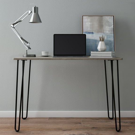 Somerset Home Modern Desk with Hairpin Legs - Home Office Furniture (Gray)
