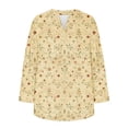 thumbnail image 5 of Bxsruta Tops for Women, Women's V-Neck Printed Button Blouse Women Long Sleeve Tops, 5 of 5