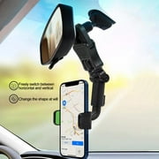 Retractable Car Rear View Mirror Phone Holder - Universal Car Phone Holder, 360 Rotating Phone GPS Holder Mount Fits Samsung S20 S10 iPhone 11/12/13/Pro/Max