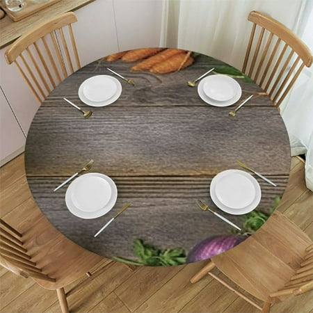 

Autua Vegetables Fruits Table Round Tablecloth Stain-Resistant Washable 100% Polyester with Elastic Edge for Indoor Outdoor Restaurants Weddings Parties Picnic Camping Kitchen Dining 54 -58
