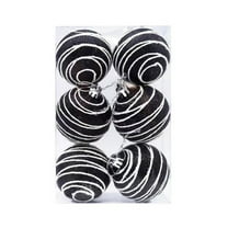 6 Pieces Christmas Ball Ornaments Painting & Glittering Christmas Tree Pendants Shatterproof Decorative Baubles for Christmas Tree Decorations, Black and White