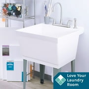 Tehila 19 Gallon Utility Sink with Stainless Steel High Rise Kitchen Faucet 6501