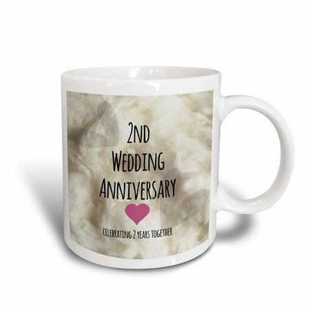 3dRose 2nd Wedding Anniversary gift - Cotton celebrating 2 years together - second anniversaries two yrs, Ceramic Mug,