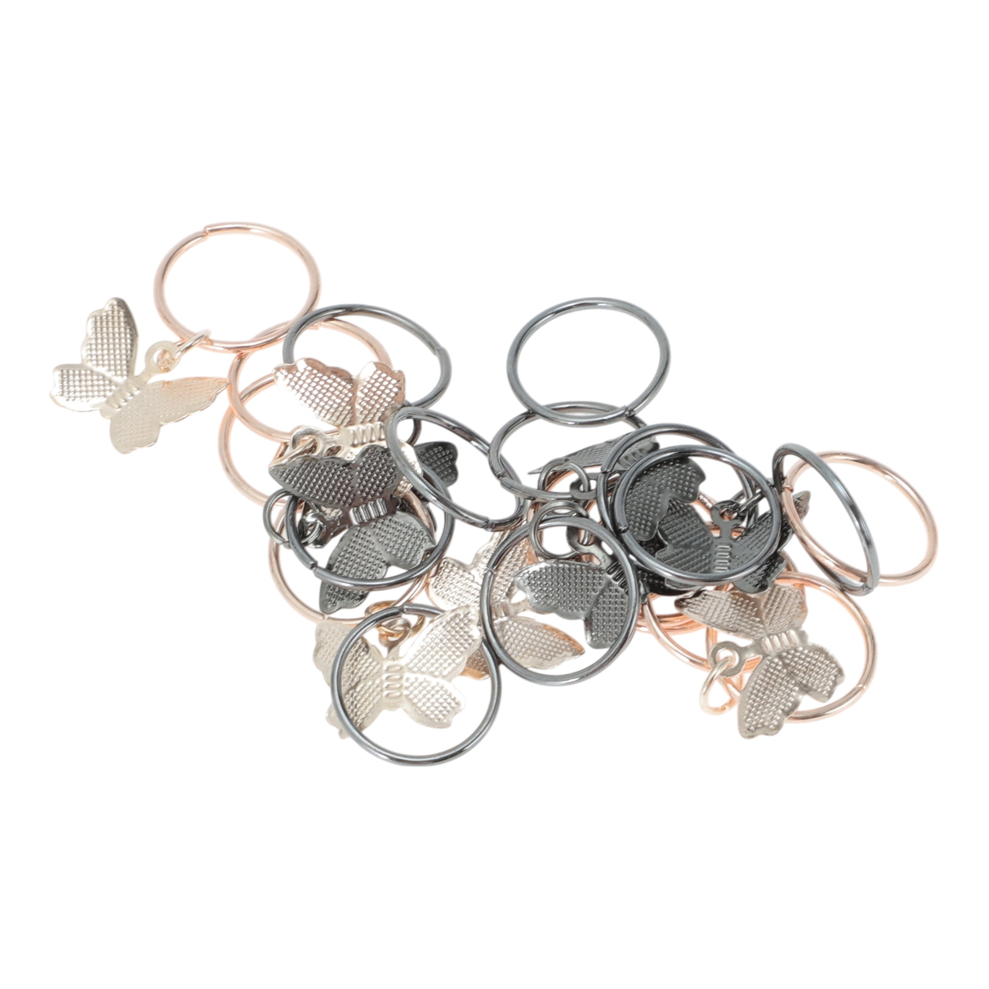 Unique Bargains Butterfly Hair Cuffs Dreadlock 20 Pcs Black, Gold Tone
