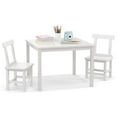 thumbnail image 1 of Costway Wooden Kids Table and 2 Chairs Set with Rubber Wood Legs Anti-slip Foot Pads White, 1 of 10