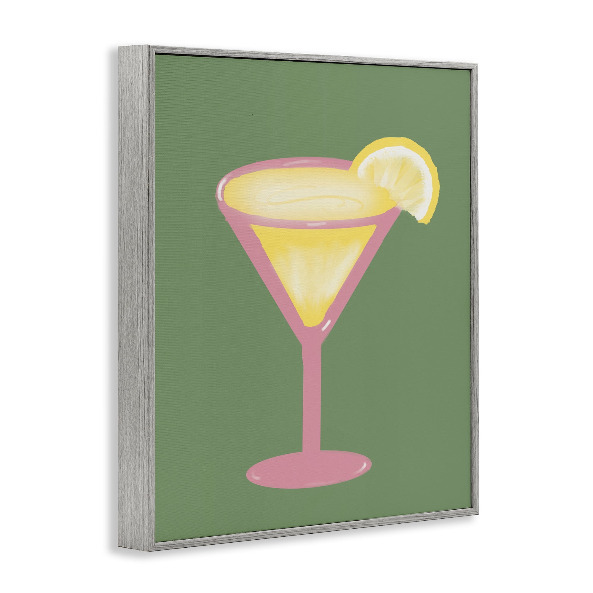 Stupell Industries Lemon Drop Glass over Green Gray Framed Giclee Art, design by Robin Maria
