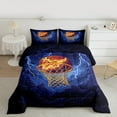 thumbnail image 2 of Castle Fairy Boys Girls Basketball Print Bedding Comforter Set 2pcs,Ball Gamer Twin Comforter Sets Microfiber,Abstract Lightning Breathable Bedding Set,Lightweight Room Decor,Reversible, 2 of 8