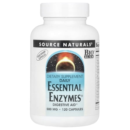 Source Naturals Essential Enzymes 500mg Bio-Aligned Supplement, 120 Vegetarian Capsules