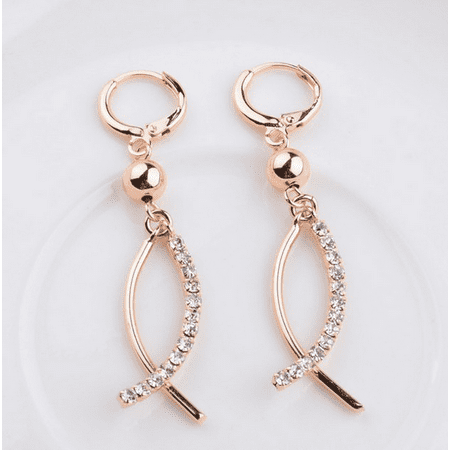 - Linear Crystal Dangle Drop Earrings