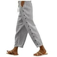 thumbnail image 3 of Efsteb Women's Pants Elastic Waist Baggy Pants Sweatpants Casual Comfortable Wide leg Pants Solid Color Loose Trousers Pants for Women Trousers White S, 3 of 6