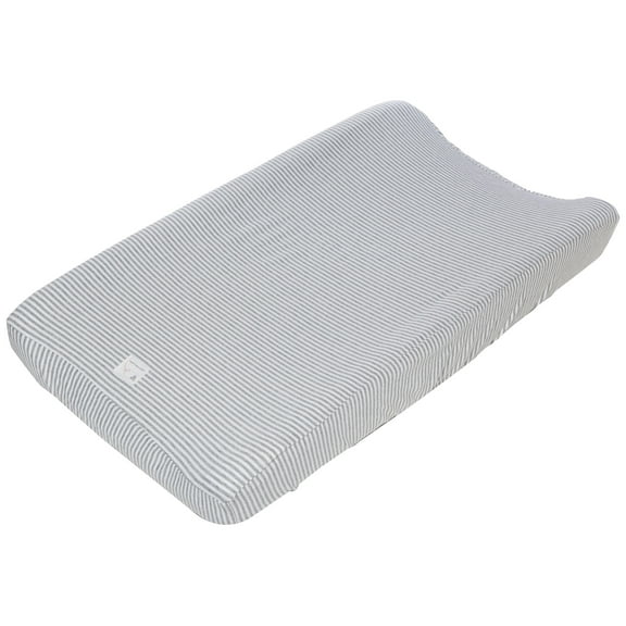 Burt's Bees Heather Grey Stripe Changing Pad Cover