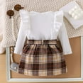 thumbnail image 5 of newwalpole Toddler Girl Fall Winter Clothes Cute Puff Sleeve Top Plaid Mini Skirt Girls A-line Dress White for Size 3-4 Years, 5 of 7
