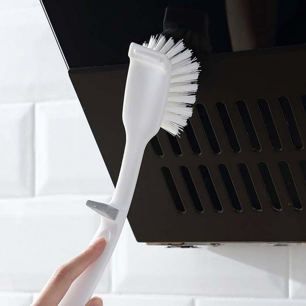 Cepillo de cocina de plástico engrosado para lavar platos, cepillo especial para descontaminación de cocina, utensilio doméstico para limpiar ollas, cepillo de espátula para cocina, cepillo blanco