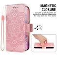 thumbnail image 4 of Asuwish Compatible with Samsung Galaxy A20e Wallet Phone Case and Tempered Glass Screen Protector Flip Credit Card Holder Stand Mandala Flower Cell Cover Wrist Strap for A 20e 20ae Women Men Pink, 4 of 8