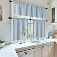 thumbnail image 4 of Boho Farmhouse Kitchen Valances for Windows Blue Country Valance Curtains for Living Room Bedroom Modern Rustic Cotton Linen Tassel Topper Window Curtain, 52"W x 18"L, 4 of 6
