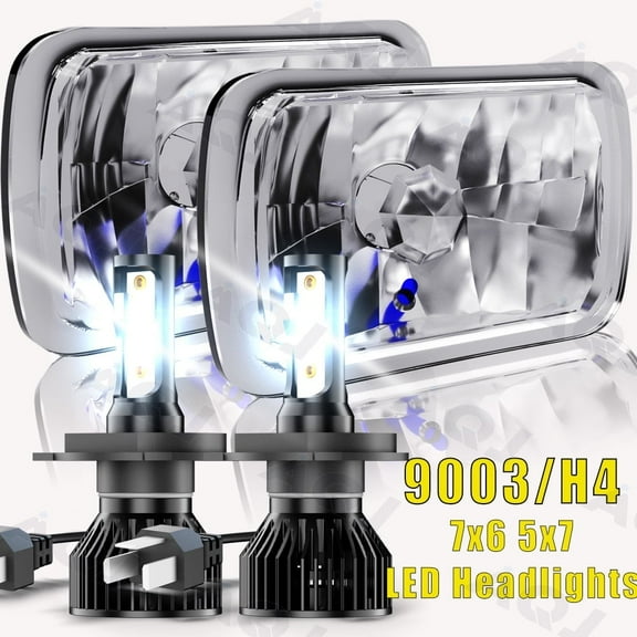AQJ For Honda Accord 1986-1989 Pair 5x7" 7x6" LED Headlights Hi/Lo Beam White