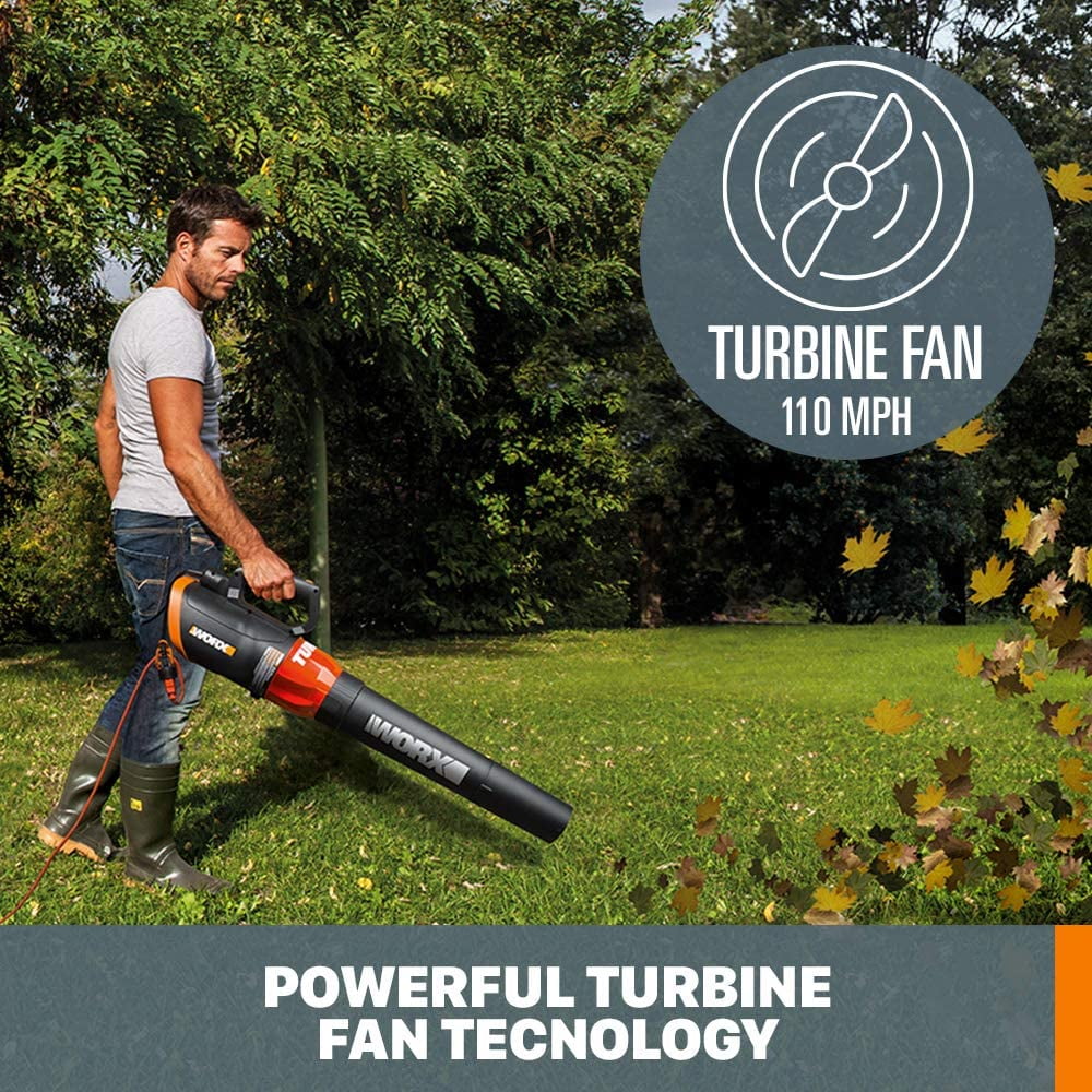 Worx Turbine 12 Amp Corded Leaf Blower With 110 Mph And 600 Cfm Output And Variable Speed Control Wg520 Walmart Canada