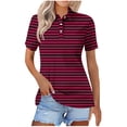 thumbnail image 1 of Blusas para las Mujeres Impresión Casual Manga Corta Turndown Collar Botón Superior, Tops Cortos para las Mujeres, 1 of 5