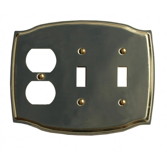 Switchplate Bright Solid Brass Double Toggle/Outlet | Renovator's Supply