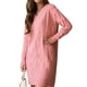 thumbnail image 1 of Vestido Tipo Suéter con Cuello en V para Mujer, Estilo Suéter Tipo Túnica Holgado Informal de Larga con Punto y Larga para Otoño. Rosa XXXL, 1 of 7