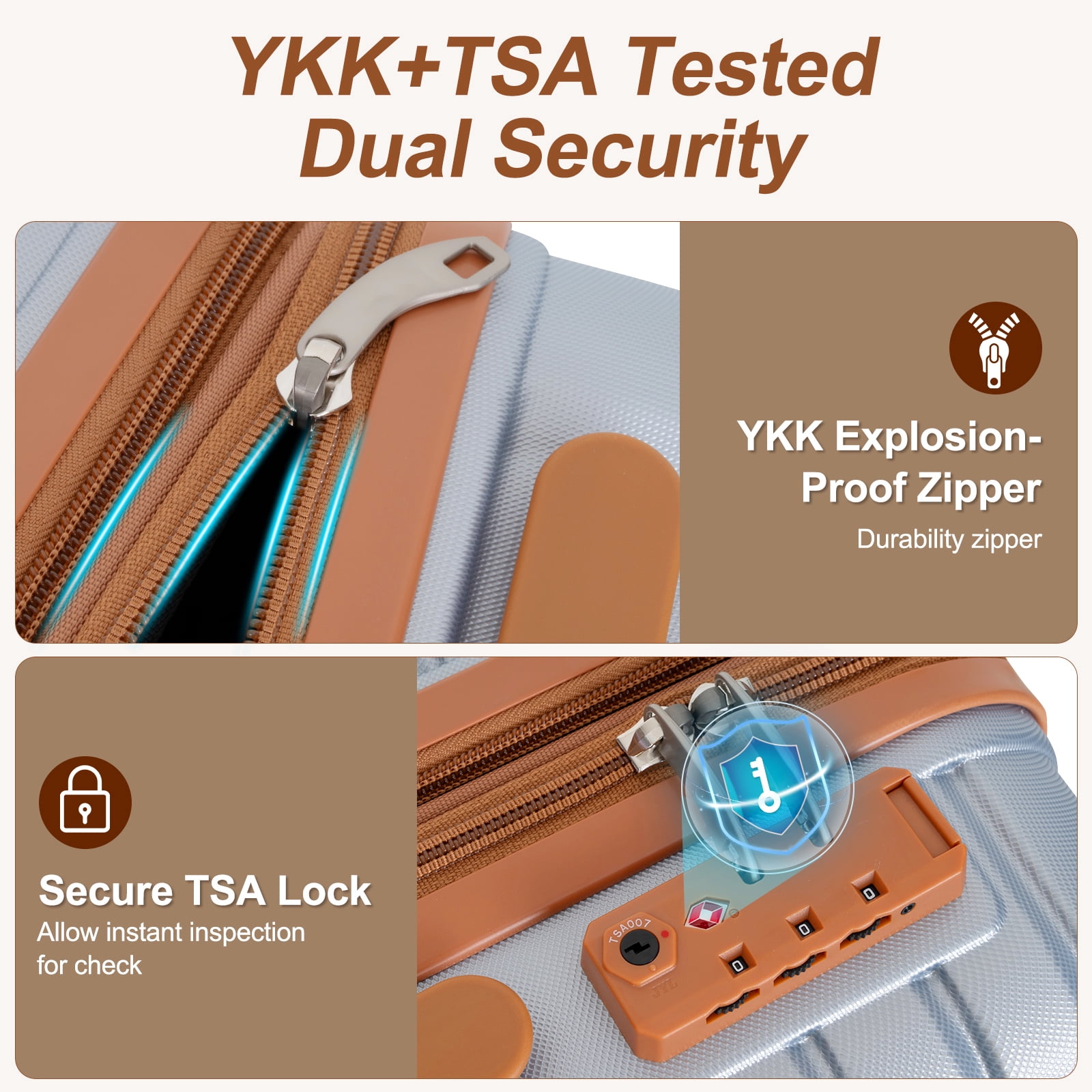 SUNSPIRE 26 Inch Checked Luggage Durable Hardshell Suitcase TSA Lock YKK Zipper PC+ABS Hardside Spinner Wheels Rolling Lightweight Traveling Silver