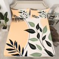 thumbnail image 2 of Manfei Rustic Leaves Twin Sheet Sets,Modern Aesthetic Deagin Twin Fitted Sheet,Beige Green Orange Flat Sheet For Girls,Super Cozy Room Decor,3 Pieces, 2 of 7