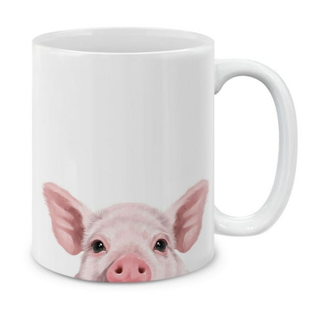 

MUGBREW 11 Oz Ceramic Tea Cup Coffee Mug Animal Baby Pig With Feets Out Half Face