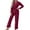 Red, variant on Miqool Women's Pajamas Sets Long Sleeve Sleepwear 2 Piece PJs Lounge Sets Belted Top and Pants Loungewear Soft Nightwear