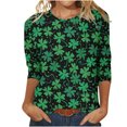 thumbnail image 1 of QIPOPIQ T-Shirts pour Femmes à Manches 3/4 à Col Rond Fête de la Saint-Patrick Shamrock T-Shirt Imprimé T-Shirt Vert Chanceux T-Shirts Fête de la Saint-Patrick T-Shirt Tunique Ample Hauts Col Rond Chemises de Fête Aubaines, 1 of 3