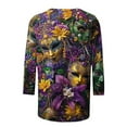 thumbnail image 4 of Pxxlle Mardi Gras Shirts for Women Plus Size 3/4 Sleeve Round Neck New Orleans Party T Shirts Fat Tuesday Shirt Fashion Mask Graphic Tees Size XXXXL, 4 of 5