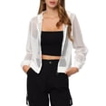 thumbnail image 1 of INSPIRE CHIC Ribbed Cuffs Jacket for Women Hoodie Mesh Bomber Jacket XS White, 1 of 6