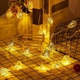 thumbnail image 1 of Guirnalda de luces LED de hierro forjado con hojas doradas, guirnalda de luces LED huecas con hojas doradas, longitud total de 5 m, 50 LED de color blanco cálido., 1 of 5