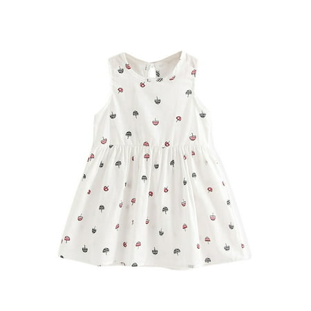 

Toddler Girls Casual Casual Dress Floral Sleeveless Princess Umbrella Summer