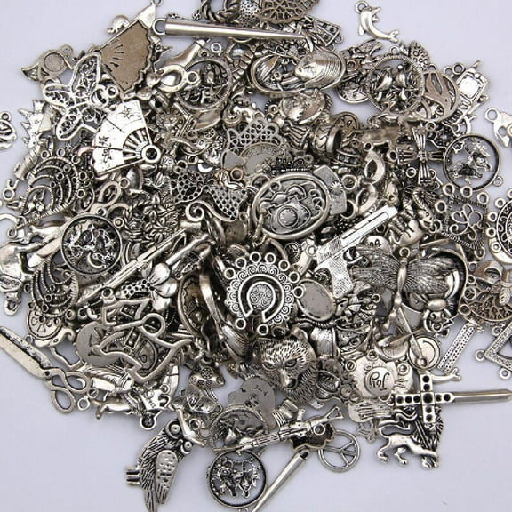 Wholesale Mixed Styles DIY Jewelry Craft Findings 100g Antique Tibetan Silver Charms Pendants (Randomly Sent)