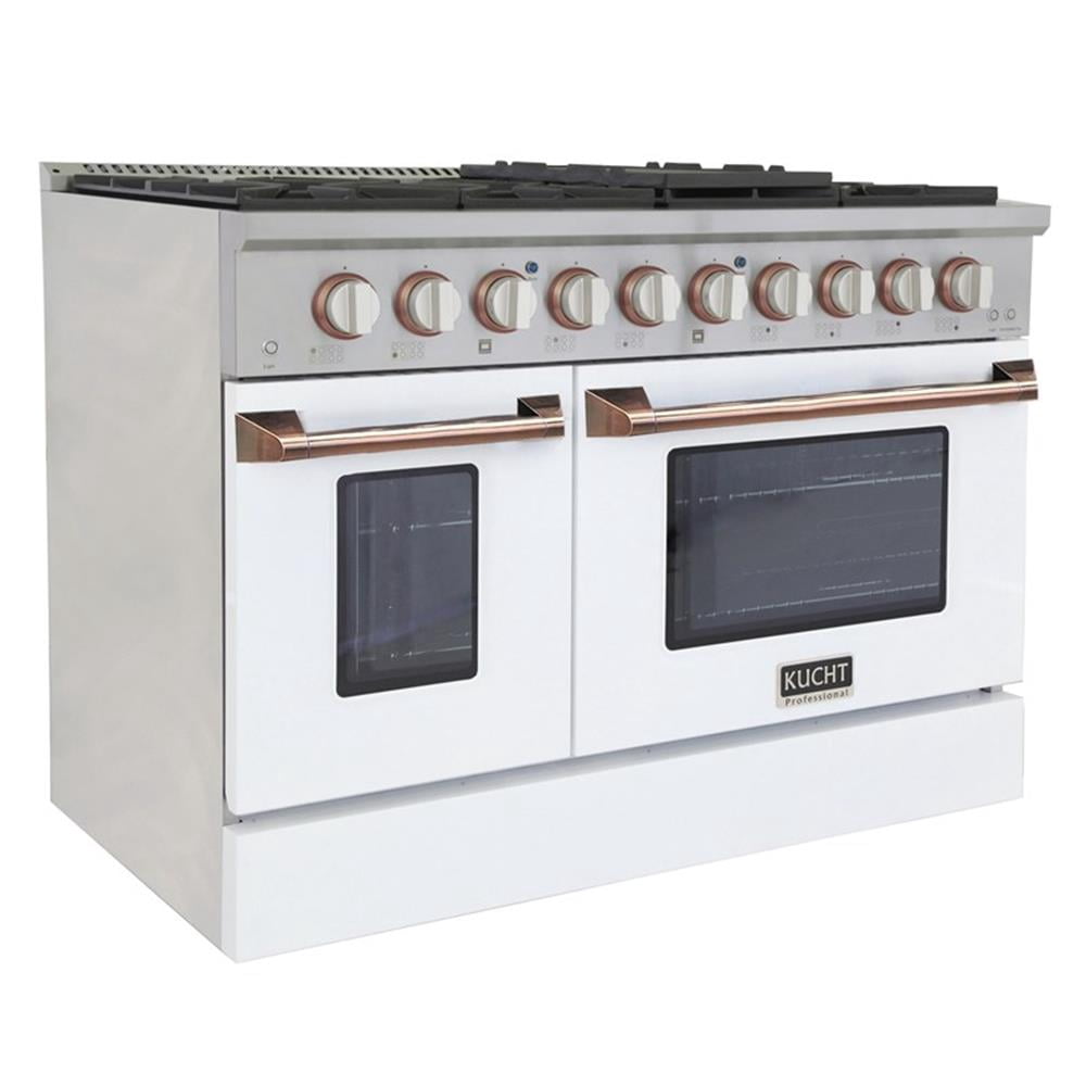 Pemberly Row 48" 6.7 cu. ft. Dual Fuel Range Natural Gas in White & Rose Gold