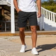 thumbnail image 2 of Viadha Mens Cargo Shorts Casual Stretch Shorts Solid Color Elastic Waist Button Closure Shorts for Summer Work Outdoor with Pockets, 2 of 10