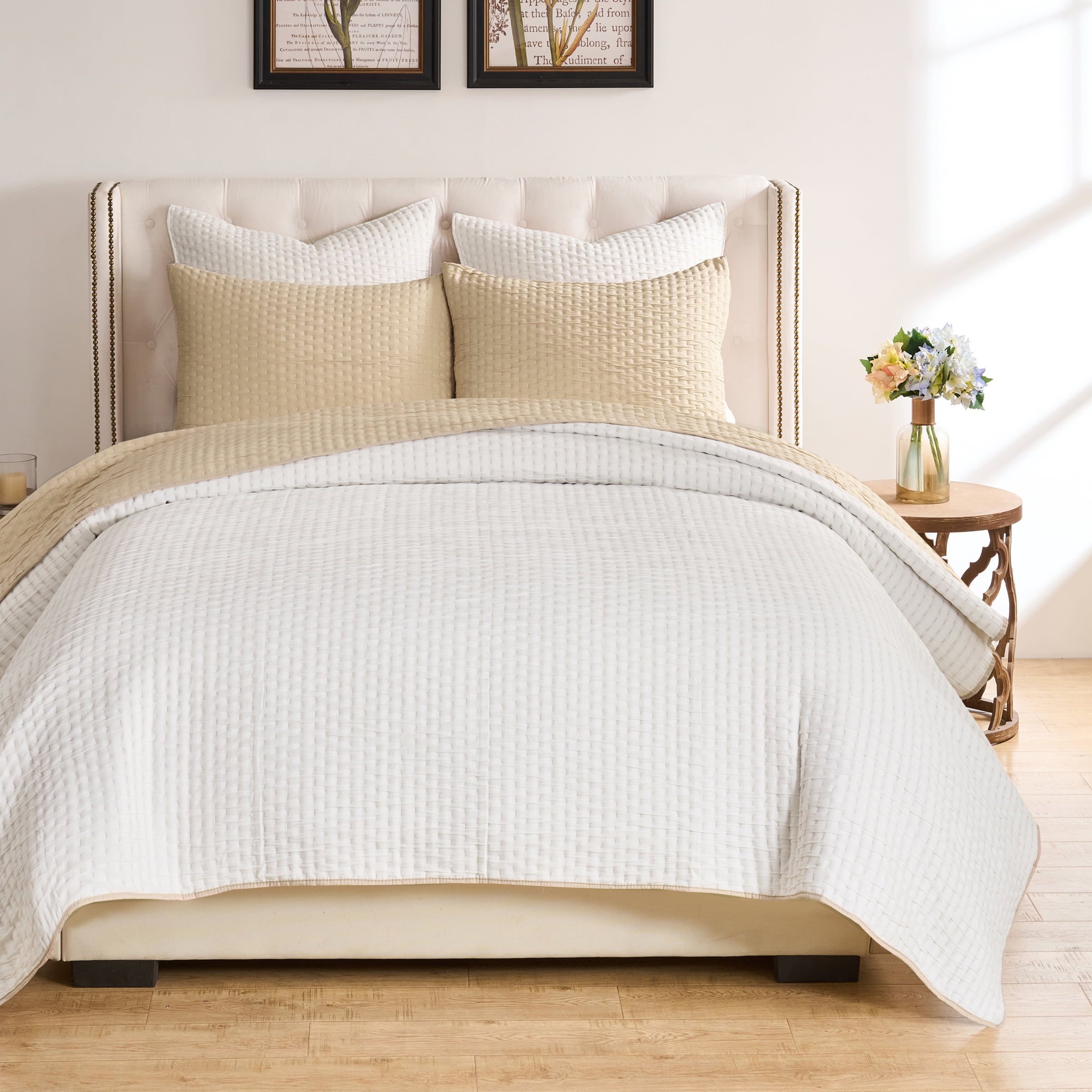 Greenland Home Homestead Natural Modern Farmhouse Quilt Set, 3-Piece King