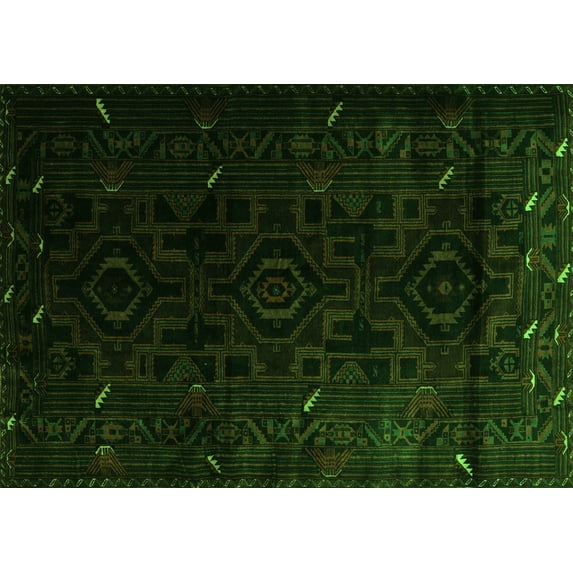 Ahgly Company Indoor Rectangle Persian Green Traditional Area Rugs, 8' x 12'