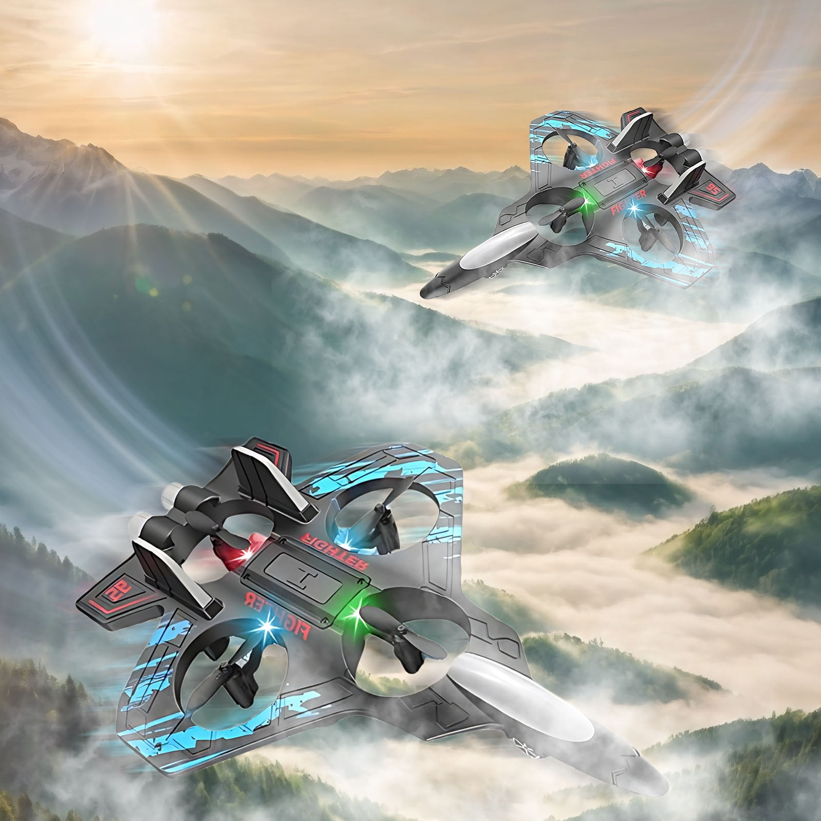 RC Riders Airplane Toy with LED Lights, 360 Degree Stunt Remote Control Foam Plane Easy Fly for Outdoor Backyard Night Adventures