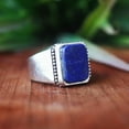 thumbnail image 6 of Lapis Lazuli Ring, 925 Sterling Silver Ring, Handmade Jewelry, Bold Rectangular Gemstone Ring, Unisex Jewelry, Statement Ring, Signet Ring**, 6 of 9