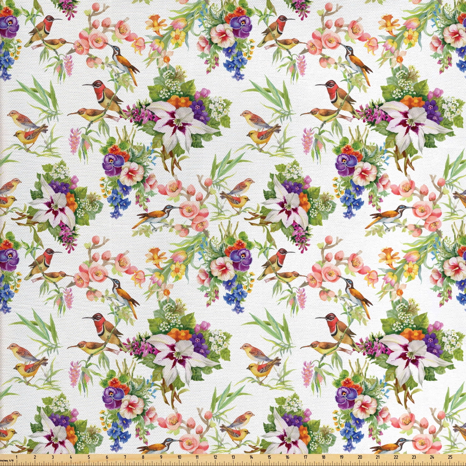 Floral Fabric by the Yard Upholstery, Watercolor Wild Exotic