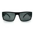thumbnail image 4 of Mens Glass Lens Narrow Rectangle Plastic Sporty Squared Sunglasses Shiny Black, 4 of 8