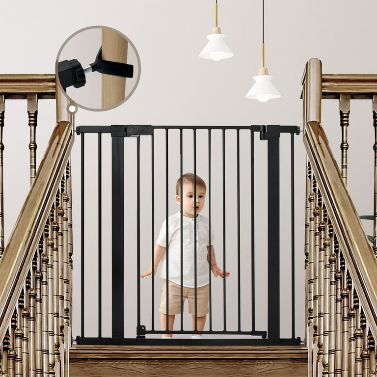 Free Shipping Baby Safety Gate 36 Extra Tall 29.5 40.6 Wide Baby Gate for Stairs and Doorway Gate for 6 to 36 Months Old Black Walmart